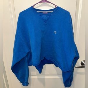 blue champion cropped crewneck